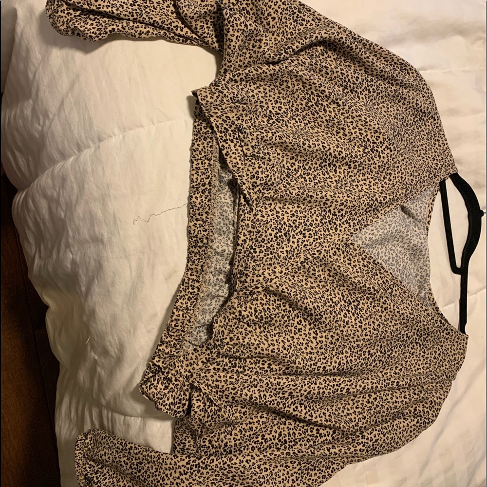Cheetah blouse , cleavage, worn once